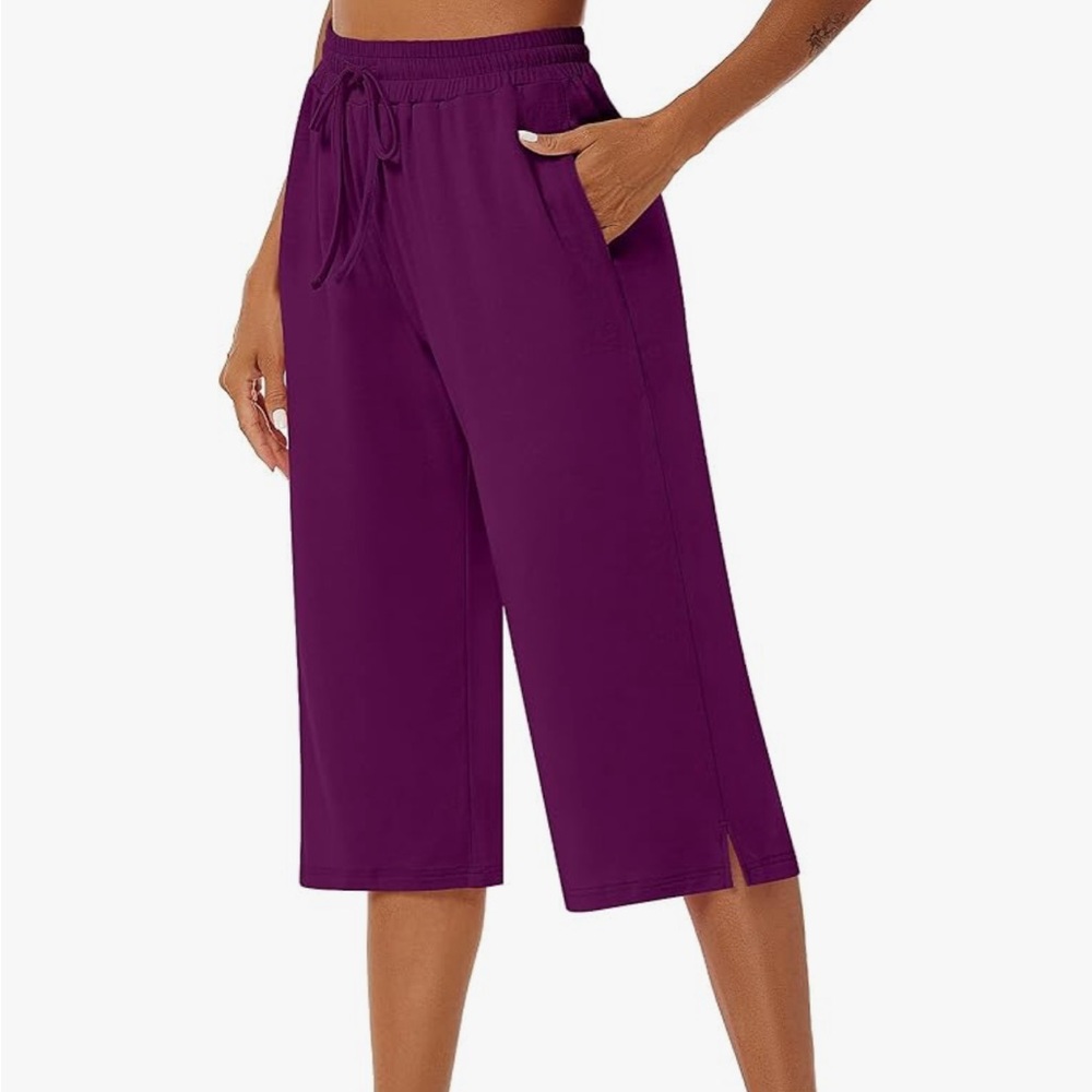 Women's Capri Wide Leg Pajama Drawstring Pants Sweatpants